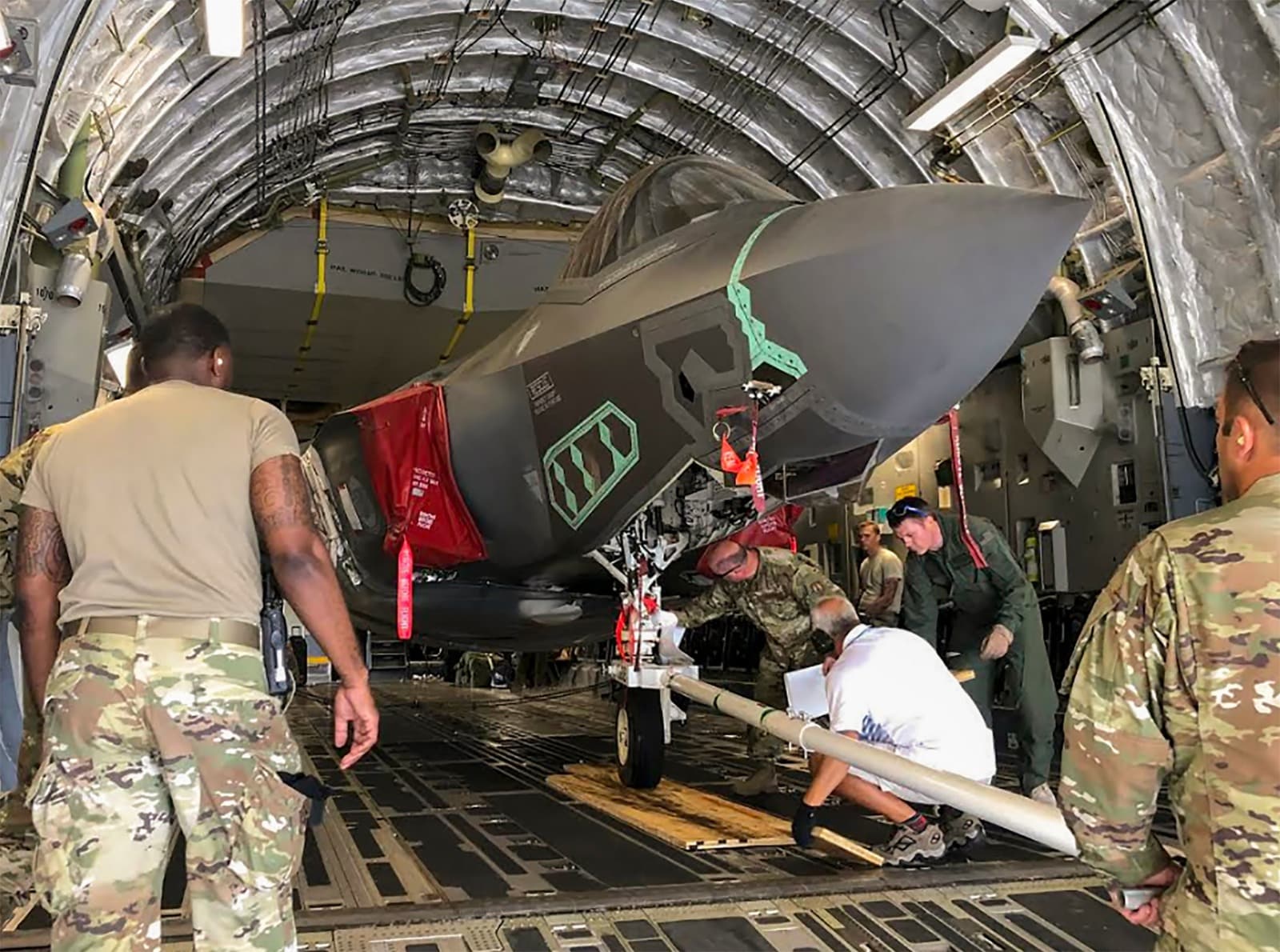 File photo of an F-35 fighter being airlifted. 