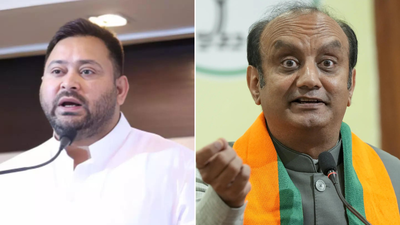 Tejashwi Yadav and Sudhanshu Trivedi (PTI images) Bihar elections: BJP takes dig at Lalu Prasad Yadav over PM face; mocks 'family problems'
