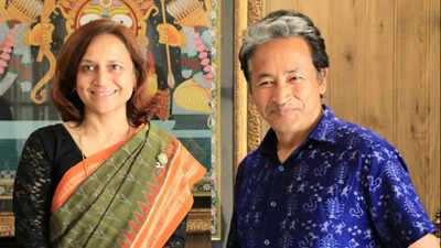 Sonam Wangchuk (right) and his wife Gitanjali J Angmo Wangchuk’s wife seeks Prez’s intervention for his 'unconditional release'