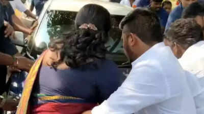 Watch: Actor Vijay's car stopped in Chennai as TVK members protest district post allocation