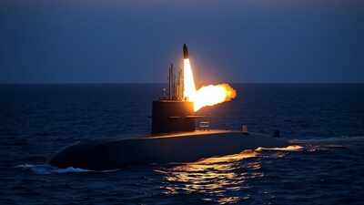 AI image India test fires 3,500-km missile from nuclear submarine