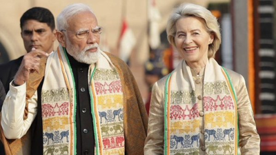 Threads of partnership: EU President Ursula von der Leyen and PM Modi twin in Eri silk scarf