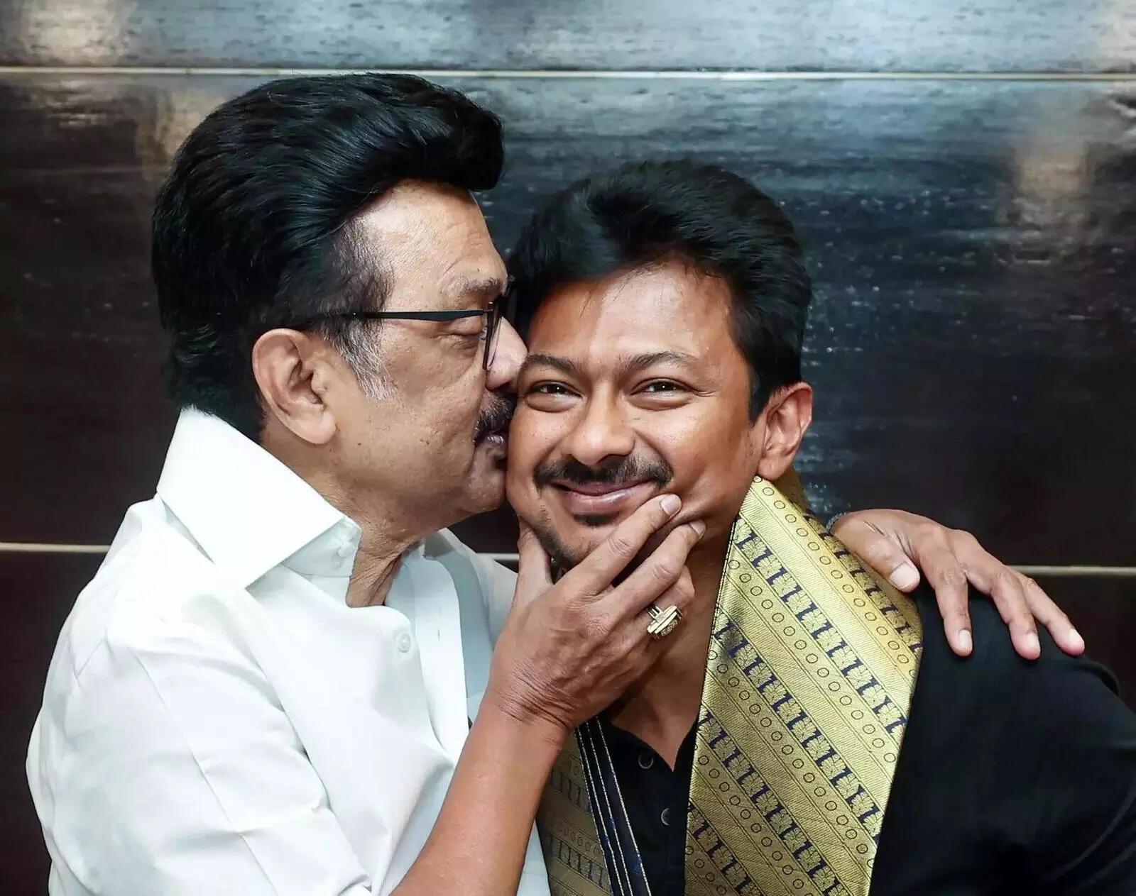 Chennai, Nov 27 (ANI)_ Tamil Nadu Chief Minister MK Stalin kisses his son, Tamil....