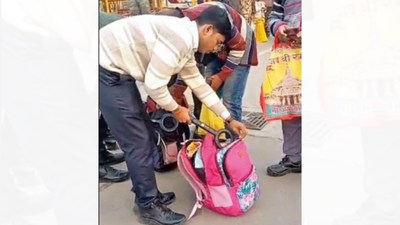 Security personnel conduct checks near Ram mandir on Saturday J&K man detained for trying to offer namaz inside Ram mandir