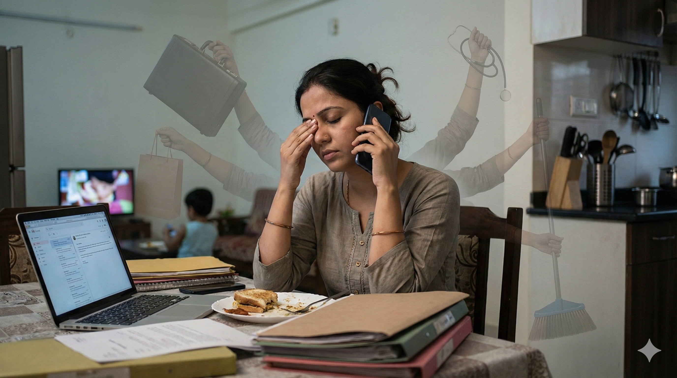 We all have seen this image of a women with multiple hands at some stage of our life.  (AI generated image)