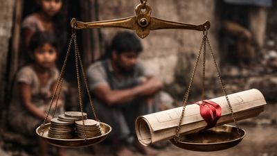 An AI-generated image Why rights exist but justice remains out of reach for the poor