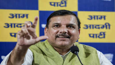 New Delhi: AAP leader Sanjay Singh addresses a press conference, in New Delhi. (PTI Photo) AAP defectors' move 'illegal': Sanjay Singh