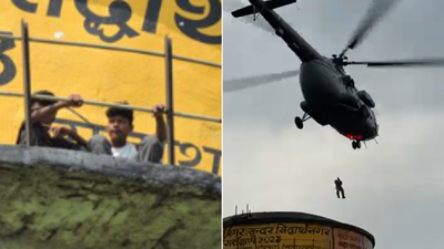 IAF Rescues Two Children Stranded On Water Tank in Siddharthnagar, UP Using Mi-17 Helicopter