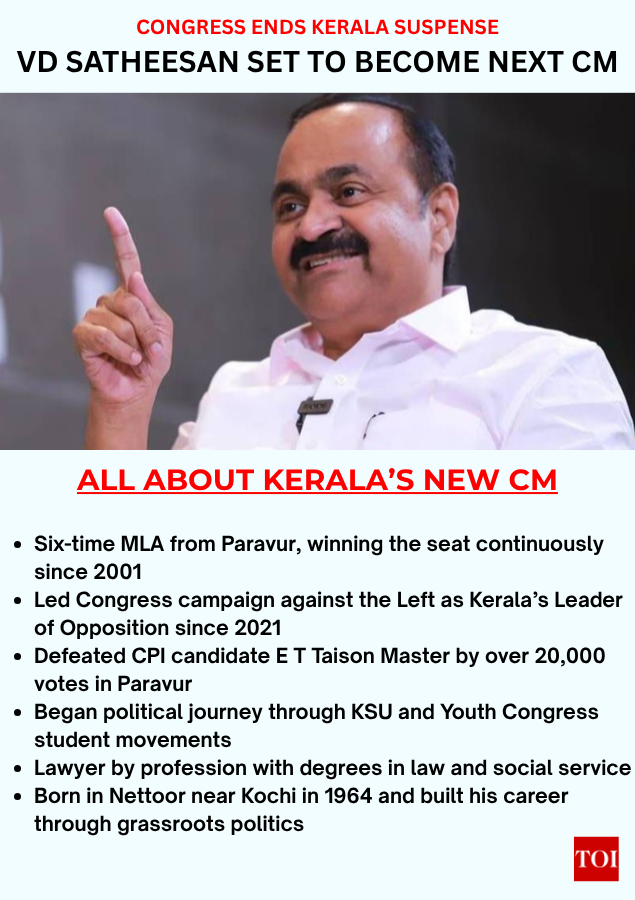 VD Satheesan set to become Kerala’s next CM