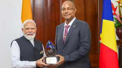 PM Modi honoured with 'Guardian of the Blue Horizon' by Seychelles (Image/PTI) During PM Modi’s visit, India & Seychelles ink pact for extradition, 8 others