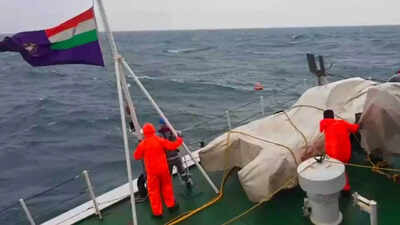 (Photo credit: ANI) Watch: Coast Guard rescues 6 fishermen in overnight operation off Mangaluru coast