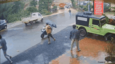 Seconds before disaster: CCTV shows Wayanad landslide sweeping away fuel tanker; 3 dead, 7 missing