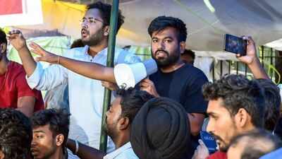 CJP posted a photo of a security personnel sitting with a tear gas gun at the protest site. 'Tear gas guns arrived': CJP says BJP 'goons', Delhi Police lurking to 'create mischief'