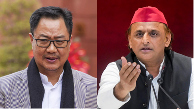 Kiren Rijiju and Akhilesh Yadav (R) Centre 'ready' for NEET discussion but Oppn demands PM Modi's statement in Parliament