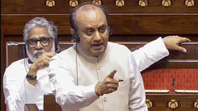 BJP MP Sudhanshu Trivedi speaks in the Rajya Sabha during the Monsoon session of Parliament, in New Delhi NEET leak row: Opposition politicising issue, government has brought in strict law, says BJP