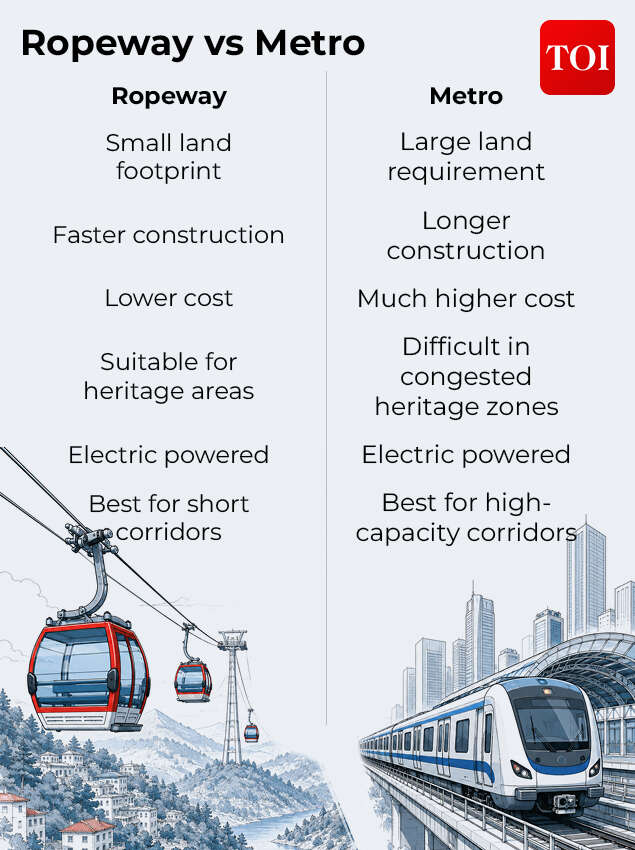 Comparison of Ropeway project with Metro