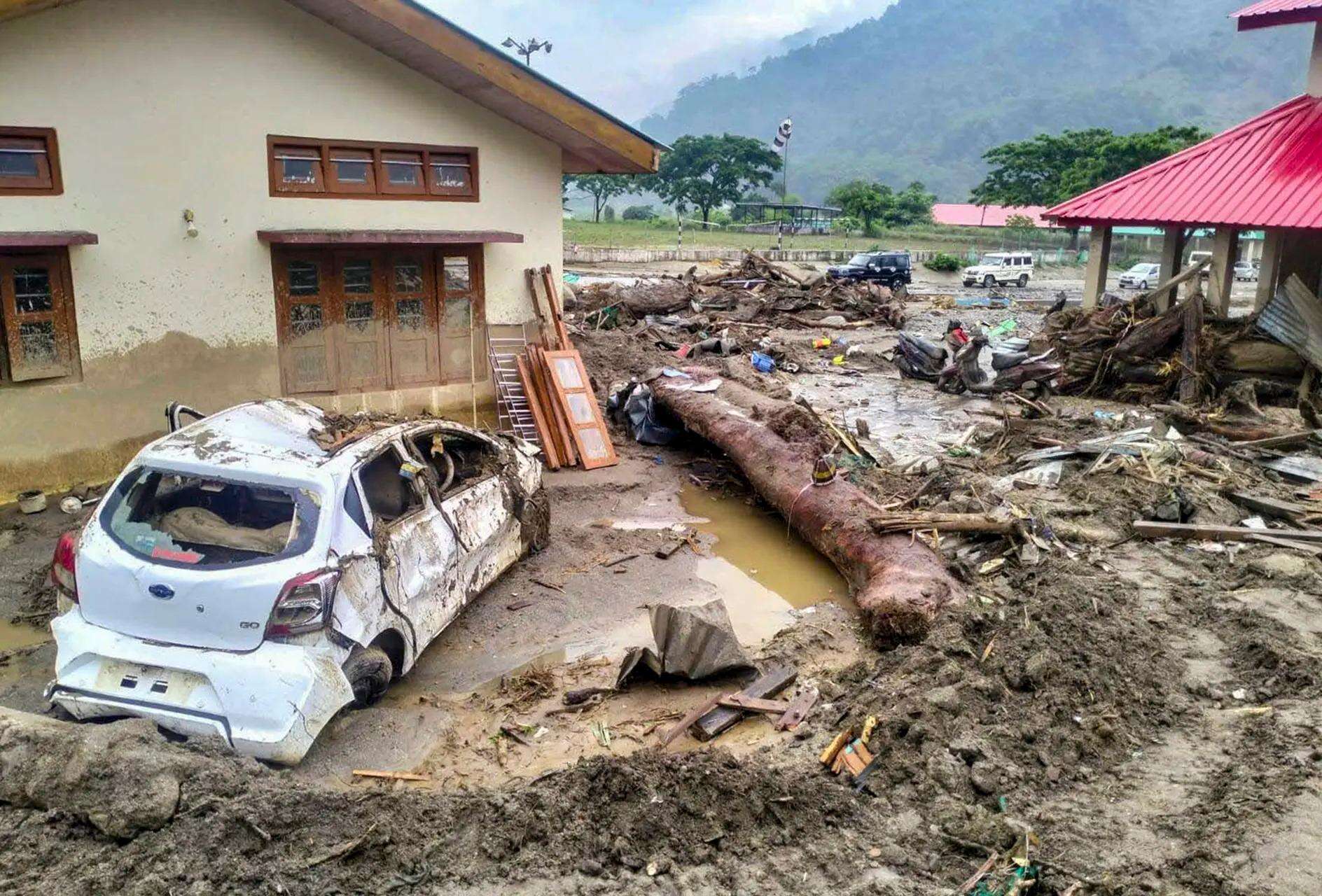 Flash flood leaves trail of destruction in Arunachal Pradesh.