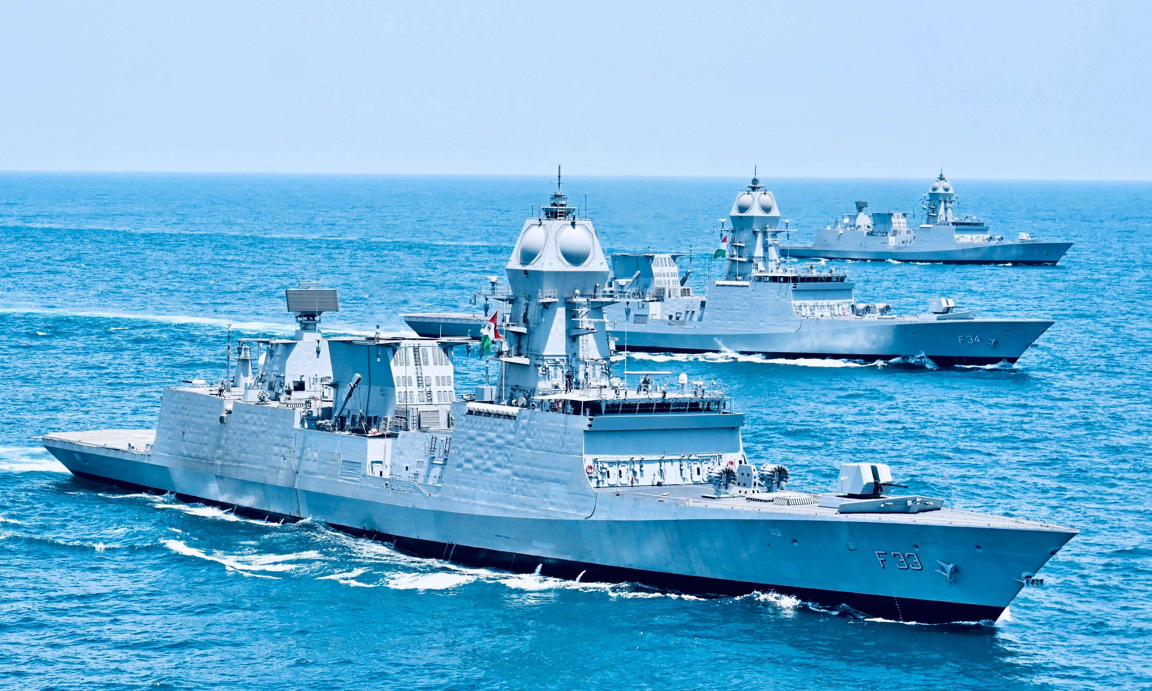 INS Nilgiri, Udaygiri, and Himgiri, Photo credit: X/@IN_HQENC