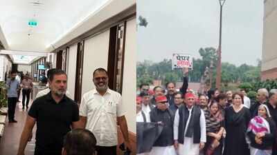 NEET protest: Rahul Gandhi, opposition wear black in Parliament day after PM residence protest- watch