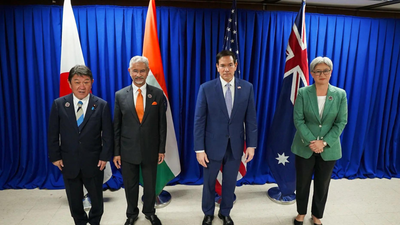 Jaishankar with Australian foreign minister Penny Wong, US Secretary of State Marco Rubio and Japan foreign minister Toshimitsu Motegi during Quad Foreign Ministers Meeting Quad seeks free & open Indo-Pacific, pushes back against Chinese assertiveness