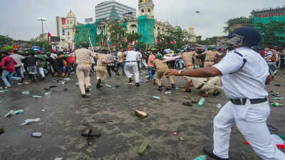 A student protest rally turned violent in Kolkata on Friday (PTI) 'Goons and their future generations will remember': Bengal invokes 'Goonda Act' over NEET protest violence in first use of law