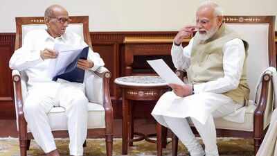 Sharad Pawar and PM Modi (File photo) 'I personally met PM Modi': What Sharad Pawar revealed about Dharmendra Pradhan's resignation