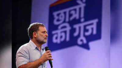 File photo: Leader of opposition in Lok Sabha, Rahul Gandhi, addressing the gathering during 'Chhatron Ki Goonj' programme in Dehradun Congress may move court if Pune curfew blocks Rahul Gandhi’s ‘Chhatron ki Goonj’ event