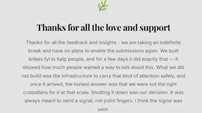 Crowd-funded anti-bribery portal shuts after amassing 2 lakh users in 48 hours