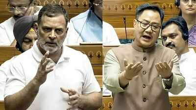 Rijiju meets Rahul Gandhi as govt seeks to end Parliament deadlock. (File photo) Parliament deadlock: Rijiju meets Rahul to break logjam; Shah may speak on FCRA bill