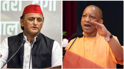 File photo: UP CM Yogi Adityanath and SP chief Akhilesh Yadav ‘UP no longer Bimaru state’: CM Yogi says mafia crushed, encephalitis eradicated; Akhilesh flags gaps