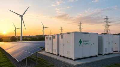 Govt proposes phased storage mandate for new solar, wind projects from 2027, starting at 10% capacity with two-hour duration. (AI-generated image) CEA proposes mandatory storage for solar, wind projects